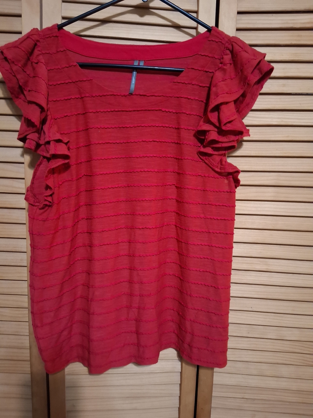 Pilcro Violet Ruffle Sleeve Short-Sleeve Top